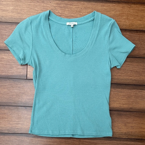 Z Supply Tops - Z Supply Teal Short Sleeve Ribbed Tee Size M